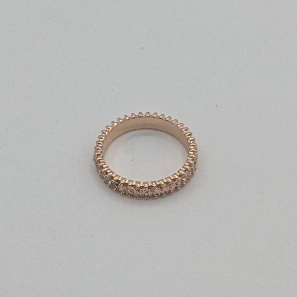Rose Gold Tone Triple Row Milgrain Pavé Crystal Eternity Band Ring Size 9